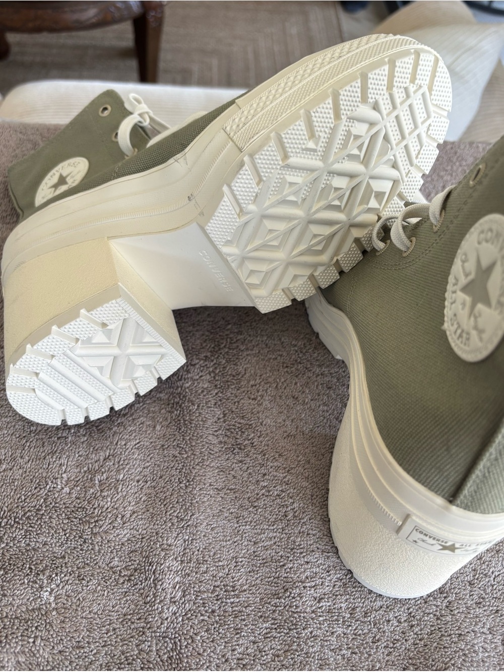Converse Olive Green Platform High-Top Chunky Heel Boots - Picture 3 of 4